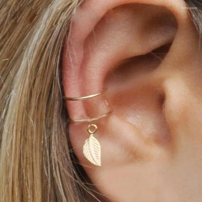 Dos boucles d'oreilles 5 pièces/ensemble oreille manchette feuilles Non-piercing Clips faux Cartilage boucle d'oreille bijoux de mariage pour femmes hommes cadeau