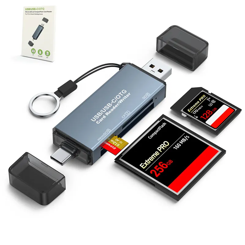 Lettore Di Schede SD TF Universale Multi-porta 4 In1,Lettore Di Schede Di Memoria USB C SD TF,Adattatore Di Tipo C Per Videocamera,Hub C Multiporta USB 4 In 1
