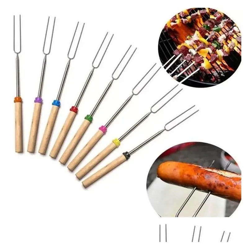 Accessoires d'outils de barbecue Bâtonnets de torréfaction de guimauve en acier inoxydable Extension de rôtissoire Telesco Cuisson / Cuisson / Livraison directe au barbecue Dhxcc