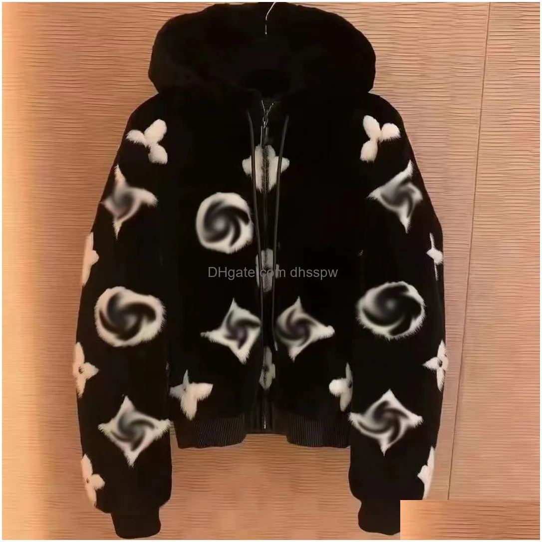 Frauen Pelz Faux Frauen Plüsch Oberbekleidung Luxus Buchstaben Mantel Daunen Frau Winter Dicke Mantel Warme Pelzigen Weibliche Jacke Damen drop Dhqhd