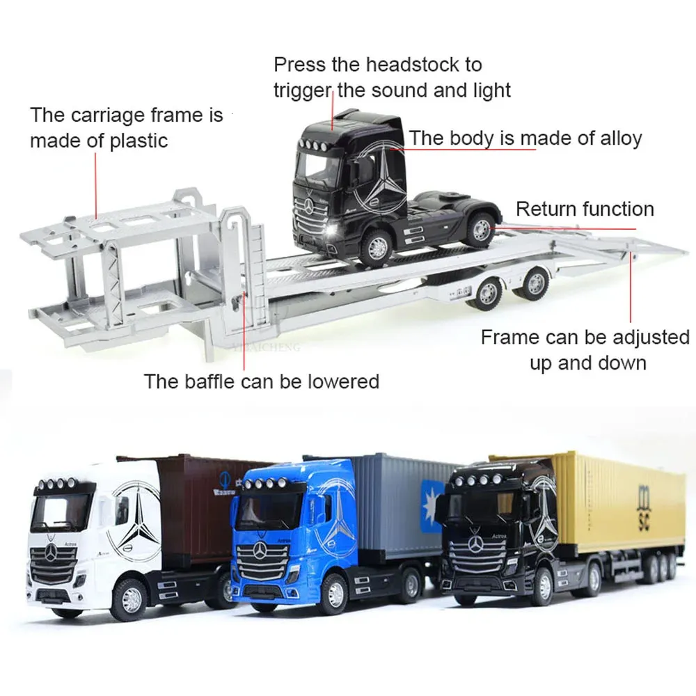 Diecast Model Car 1 50 Alloy Diecast Scale Trucks Toy Car Models Removable Engineering Transport Container Metal Toy Truck Pull Back Toys For Boys 231101 From 10 83 DHgate
