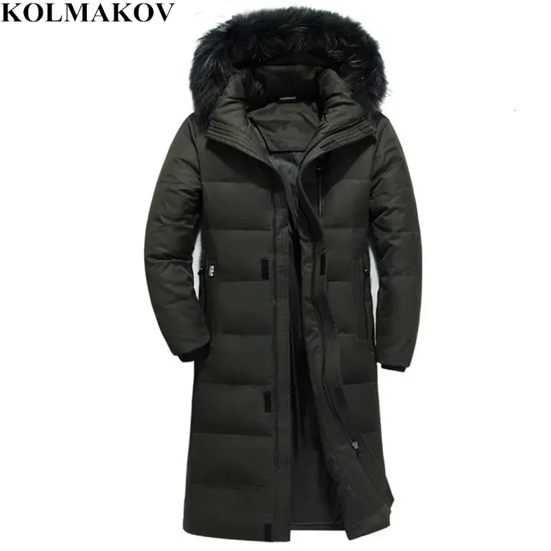 Męskie Parkas Kolmakov Męskie kaczki Down Coats Winter Mens Goose Down Down For Big Tall Man X-Long Parkas S-6xl z odejmowanym kapeluszem 231101