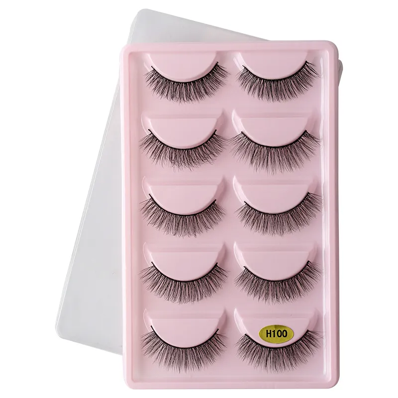 Falska ögonfransar faux 3d mink fransar naturligt utseende fluffig katt ögon wispy lash pack smink verktyg grossist