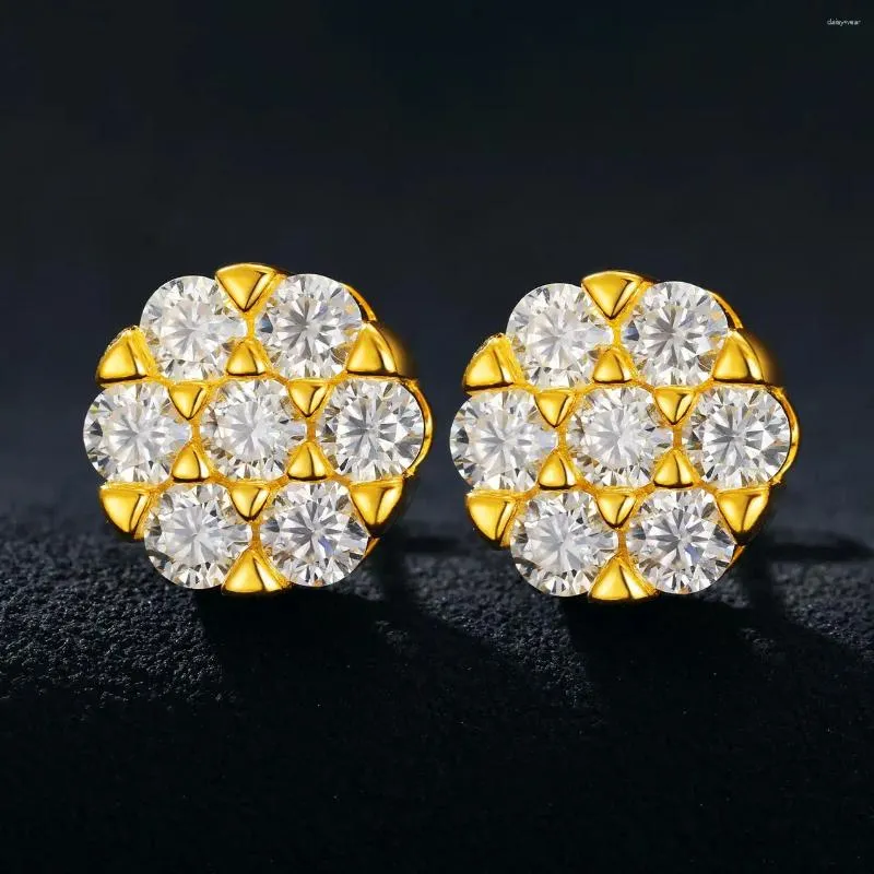 Anneaux de mariage BOUCLES D'OREILLES CLASSIQUES RONDES BRILLANTES MOISSANITE 6 GRIFFES