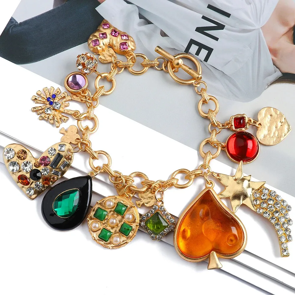 Charme pulseiras combinando amizade para mulheres menina atacado luxo metal coração doce cristal pulseira boho namorados jóias 231101