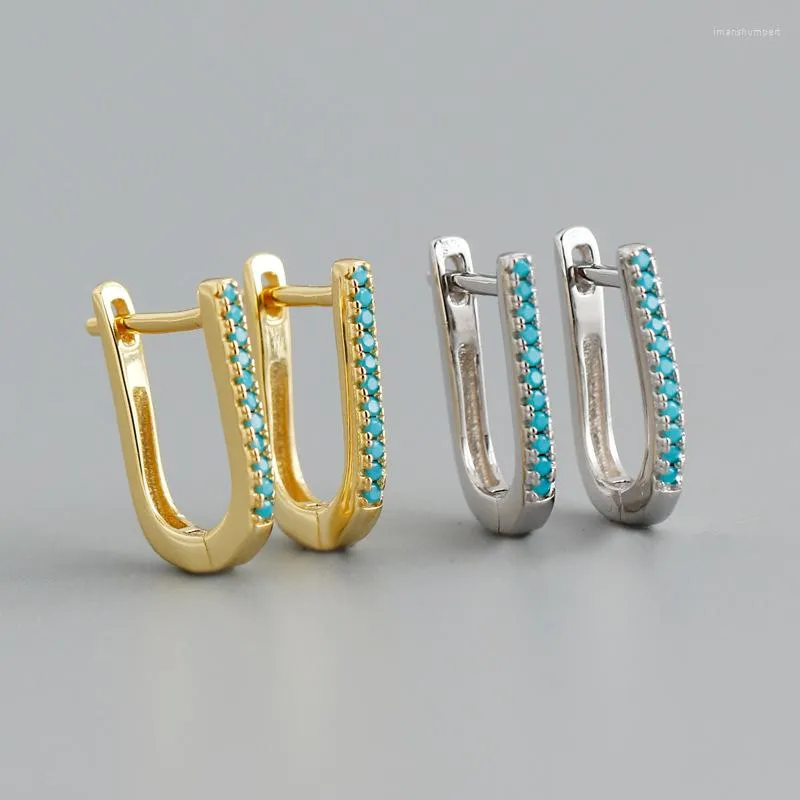 Hoop Earrings YPAY Genuine 925 Sterling Silver For Women Blue Turquoise Brinco Jewelry YME907