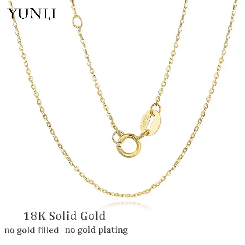 مختنقات Yunli Genuine 18k سلسلة ذهبية القلادة الكلاسيكية البسيطة O سلسلة التصميم الذهب النقي AU750 للنساء هدية المجوهرات الراقية 231101