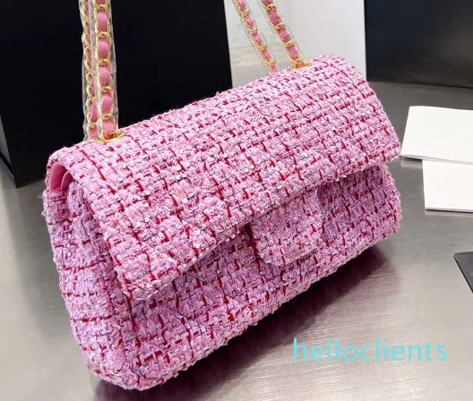 Klassisk Flap tweed crossbody väskor Frankrike märke högkvalitativ quiltad matelasse kedja väska serienummer kvinnor axelväska handväska lyxdesigner handväska plånbok