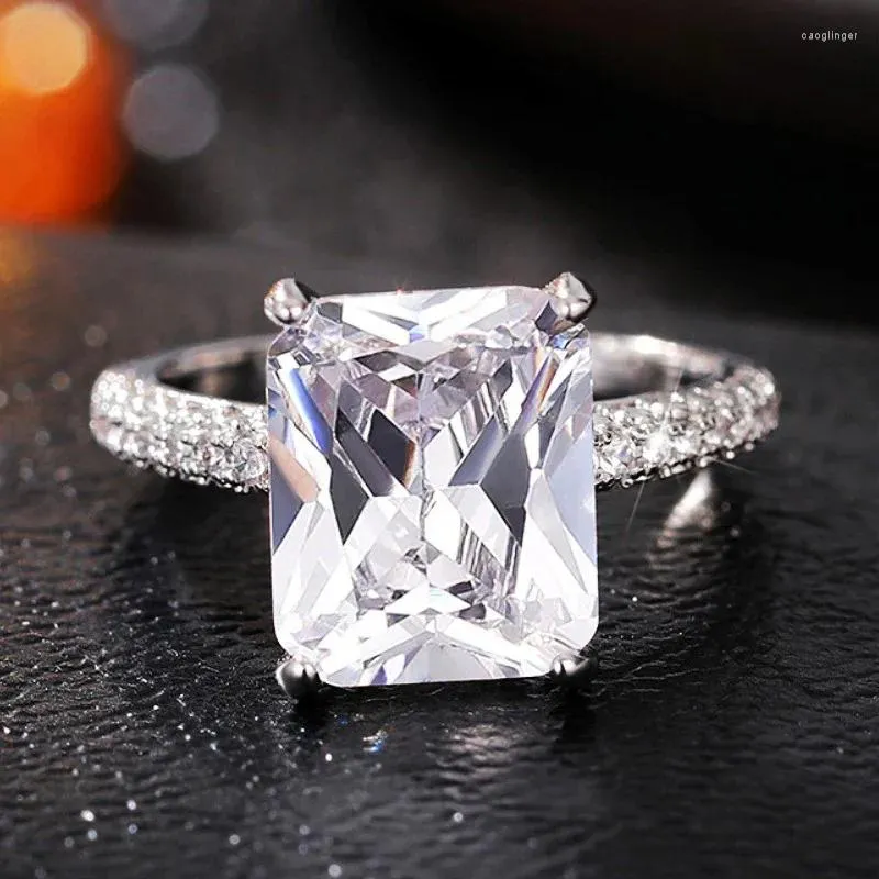 Anéis de casamento CAOSHI Design simples lindo anel de dedo cerimônia de noivado joias com zircônia brilhante acessórios de luxo para