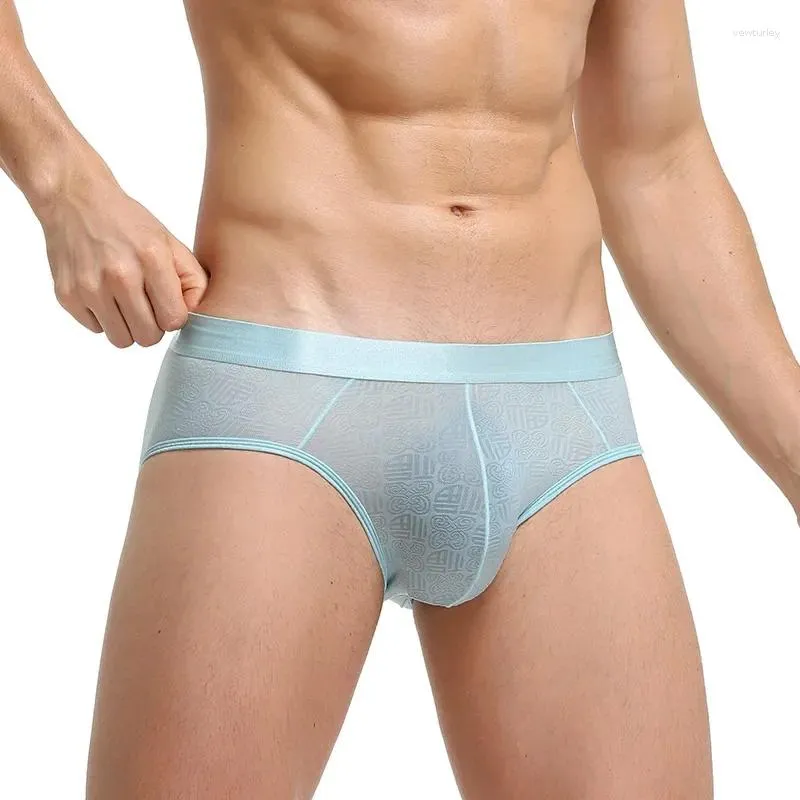 Cuecas ultrafinas mens briefs sexy sorte jacquard roupa interior respirável secagem rápida