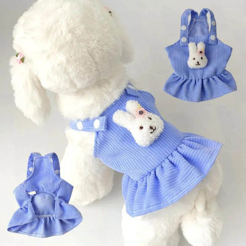 Abbigliamento per cani Pet Velluto a coste Gonna da principessa Abito con cinturino Vestiti per animali domestici per piccoli cuccioli di gatto Costume carino Bretelle senza maniche Forniture