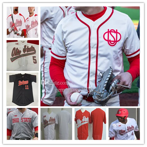 Custom Ohio State Buckeyes OSU College Baseball Jersey Isaiah Coupet Gavin Bruni Justin Eckhardt Jonah Jenkins Matthew Graveline Cole Andrews Kade Kern Nick Erwin