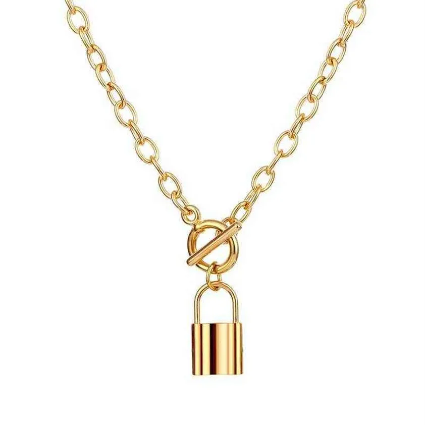 New Retro OT Buckle Lock Necklace Simple Gold Color Lasso Padlock Necklace for Women Punk Collares Jewelry G12062702