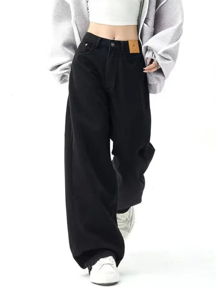 Frauen Jeans Schwarz Baggy Jean Y2K Harajuku Hippie Koreanische Übergroßen Breite Bein Denim Hosen Weibliche Casual Kpop Streetwear Hosen 231101