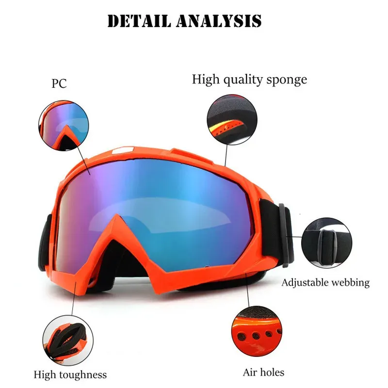 Açık Gözlük Offroad Goggles Motocross Gözlükleri MTB ATV MX BINIDE MASKE Çıkarılabilir Lensler Rüzgar Yalıtımlı UV Koruma Bisiklet Hediyeleri 231102