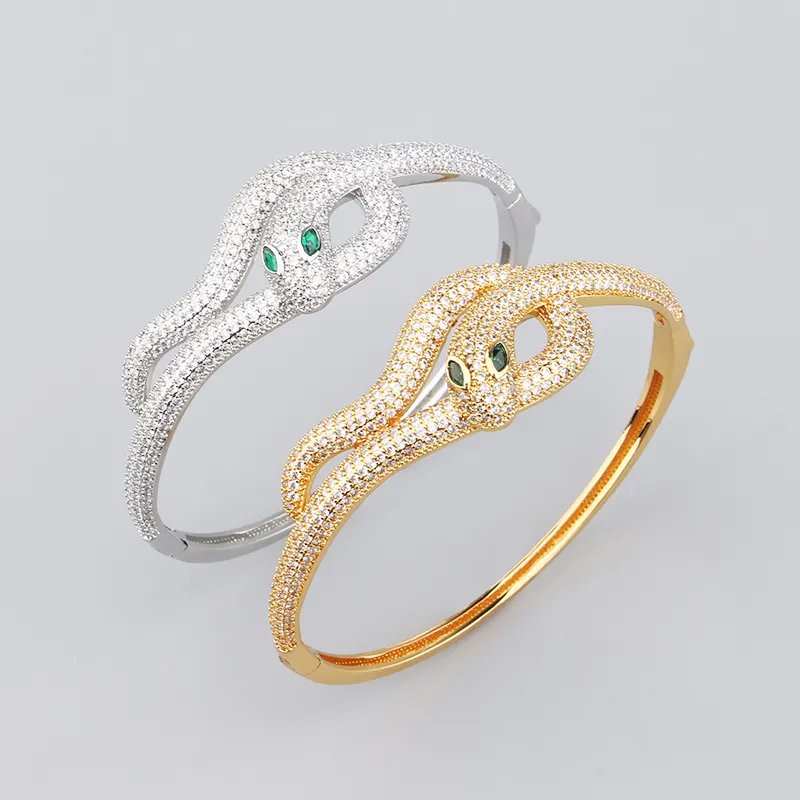 Gouden diamant slang Bangel luxe dames armbanden armbanden ontwerper mannen sieraden hoogwaardige unisex mode feest kerst bruiloft geschenken verjaardagsliefhebbers meisjes