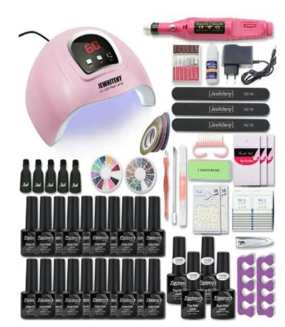 Conjunto de manicure acrílico kit de unhas com lâmpada de unhas 54w máquina de manicure gel polonês nail art set2375041