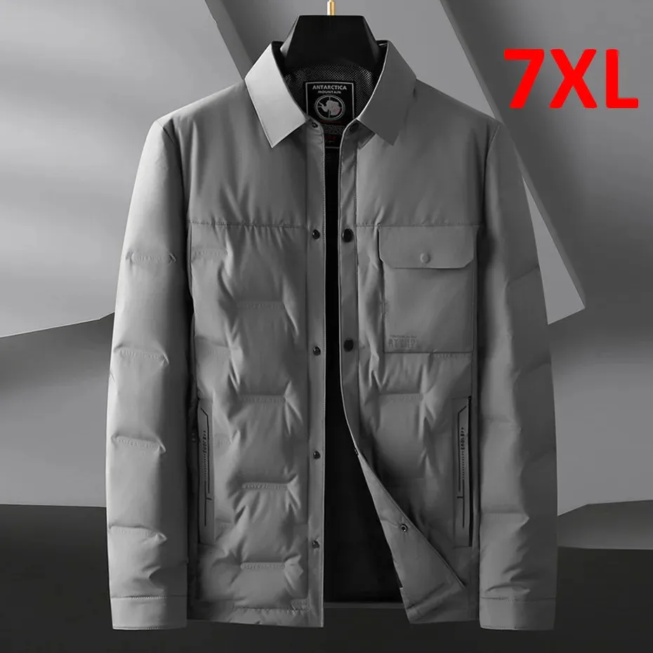 Vestes d'hommes plus hommes couleur unie manteaux imperméables hiver 90% duvet de canard blanc veste épaisse grande taille 7XL 231101