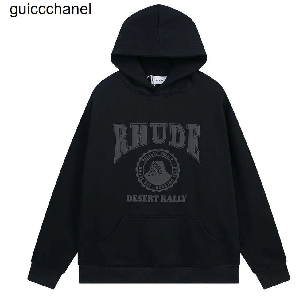 Rhude hoodie full zip up hoodies jacka hoodies designer high street mode varumärke broderi rhue loose terry hoodie cardigan tröja för män kvinnor hoodie