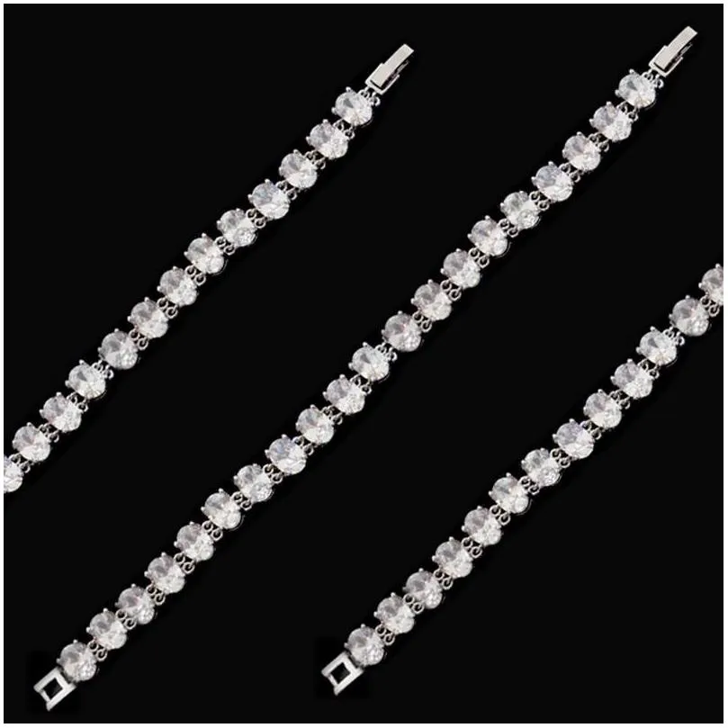 Chain Link Chain Cz Cubic Zirconia Bracelet Jewelry Fashion Bijoux Bijouteria Joias No Tarnish Fade Jewellery Drop Delivery Dhgarden Dh8Ze