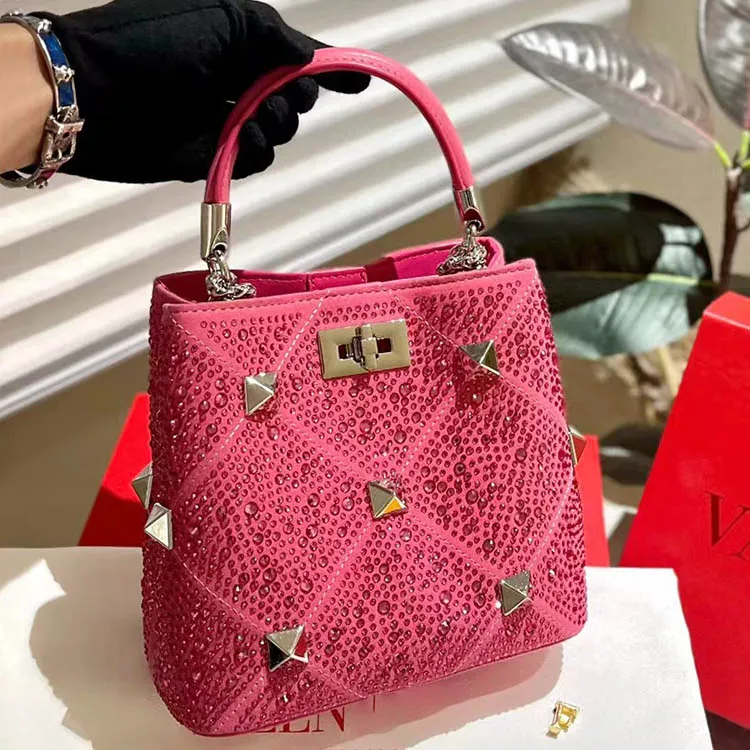 Designer Rhinestone Bucket Fashion shiny handbag HIGH QUALITY SMALL TOTE girls shoulder crossbody bag