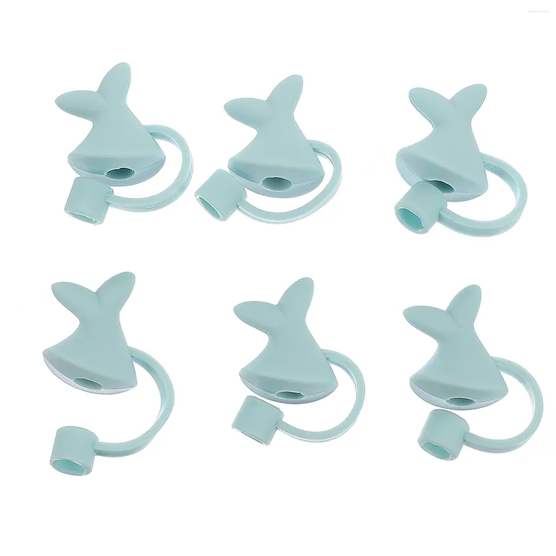 Gobelets jetables pailles 6 pièces, bouchon anti-poussière, protecteur de queue de dauphin, verre mignon, Gel de silice, dessin animé fille en plastique