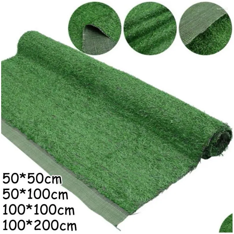 Couronnes de fleurs décoratives Fleurs décoratives Prairie artificielle Simation Mousse Pelouse Gazon Faux Tapis d'herbe verte Tapis DIY Micro Lan Dhq6L