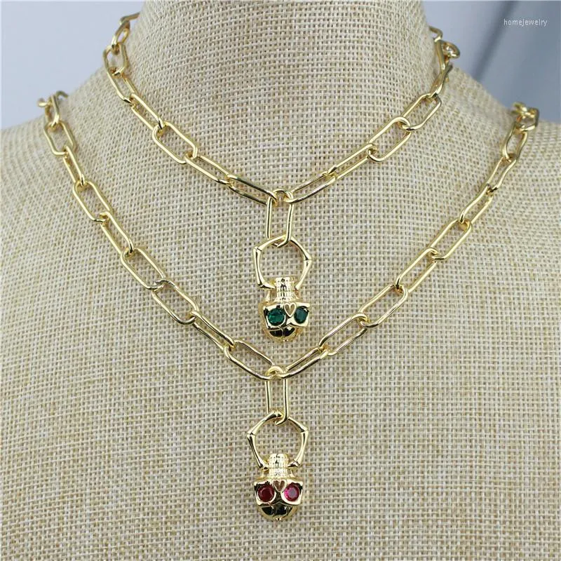 Pendant Necklaces 18inch 5pcs/lot Design Cz Charm Necklace Colorful Shape Skull Component Jewelry Plated Chain Wholesale