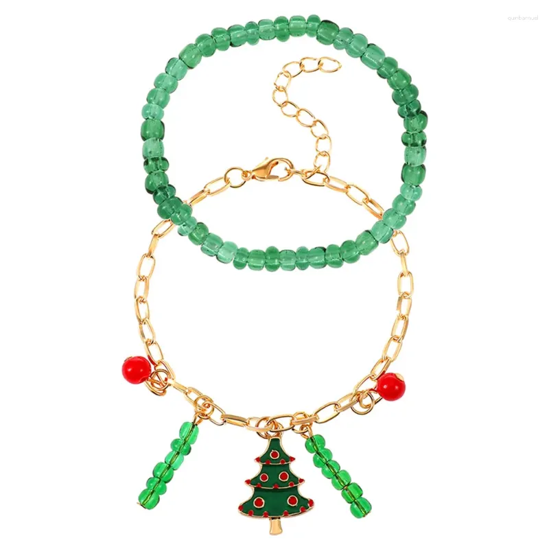 Braccialetti con ciondoli 2 pezzi Regali di Natale per ragazze adolescenti Bracciale con perline Perline Lega per adolescenti Donne Natale