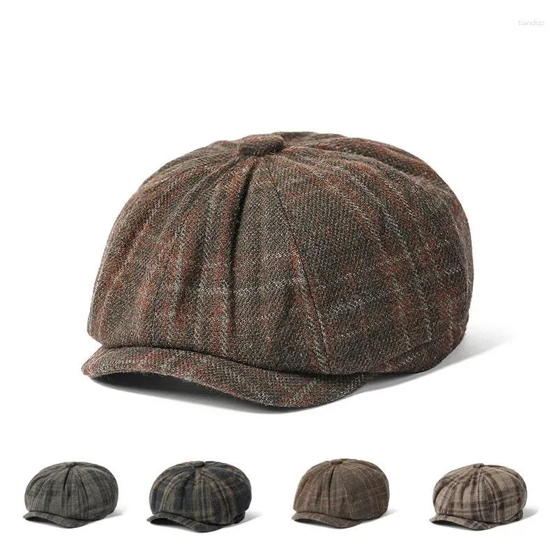 Bérets laine Cap octogonal Hommes et femmes vintage sboy littéraire rétro peintre chapeau anglais beret fils