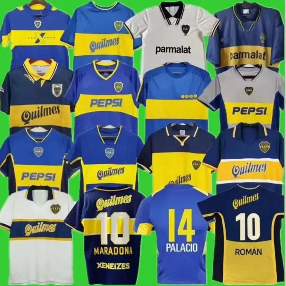 Qqq8 97 98 Boca Juniors Retro 1981 Maglie da calcio Maradona Roman Gago 99 Maglia da calcio Classic 2001 2002 2005 Camiseta Futbol Vintage 81