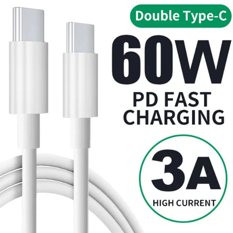 USB C till USB Type C-kabel med E-Mark Chip för Xiaomi Redmi Note 8 Pro Quick Charge 4.0 PD 60W Fast Charging för Pro S11 Charger Cable 838D