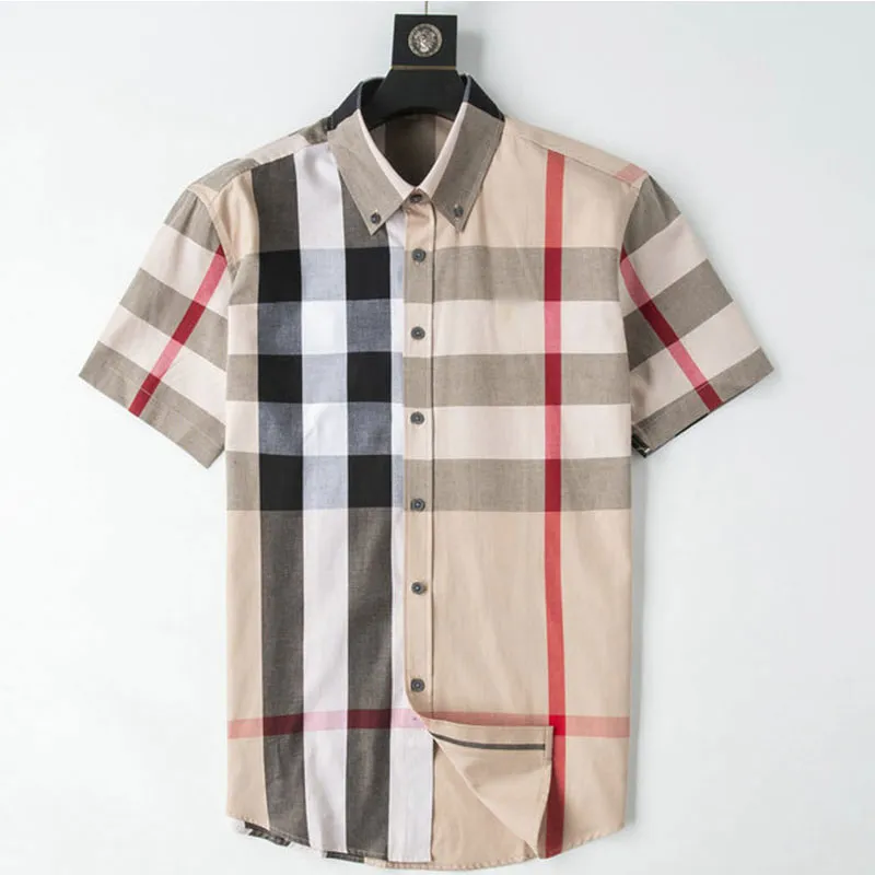 Men s Acetate Checkered Polo Shirt Classic Short Sleeve Broadcloth Casual Button Down Shirt for 2024