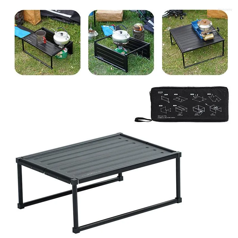 Meubles de camping Table de camping multifonction en aluminium en forme de carte pliante en plein air barbecue léger abri contre le vent hommes randonnée pont mini cuisine