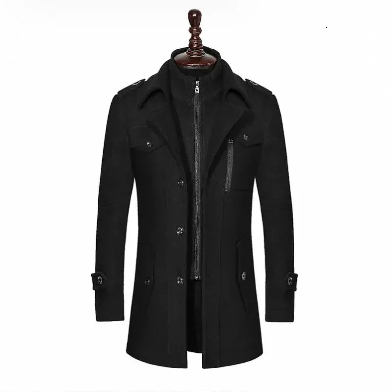 Men's Wool Blends Fashion Winter Mens Double Collar Thick Jacket Single Breasted Trench Coat Men Size M3Xl Brand Outdoor Warm Soft 231102