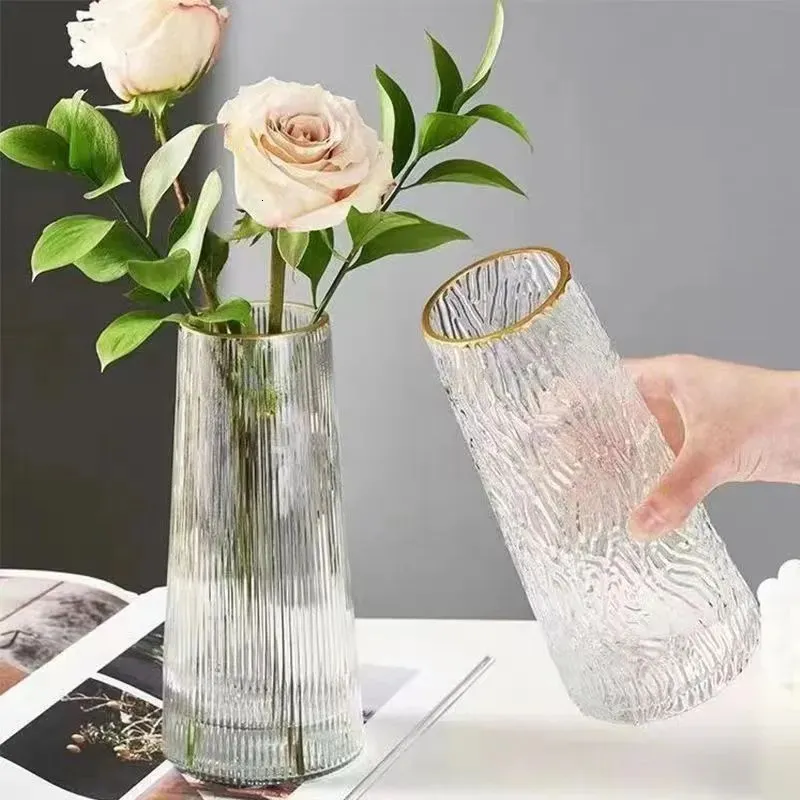 Vaser Creative Nordic Glass Flower Vase Ins Bottle Transparent Hydroponic for Flowers Desktop Decoration 231101