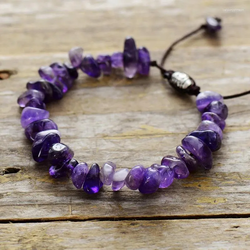 Strand Creative Natural Stone Amethysts Turkoises Pärlor Bohemiska handgjorda vänskap Slide Armband Dropship Spiritual Jewelry