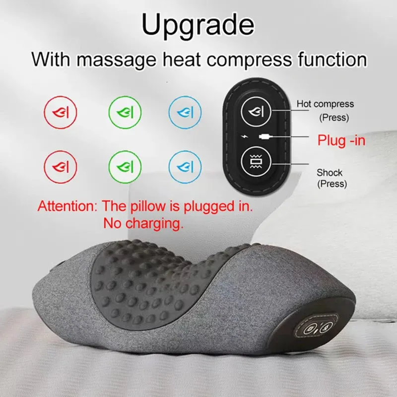 Other Home Garden Electric Massager Cervical Pillow Compress Vibration Massage Neck Traction Relax Sleeping Memory Foam Spine Support 231101