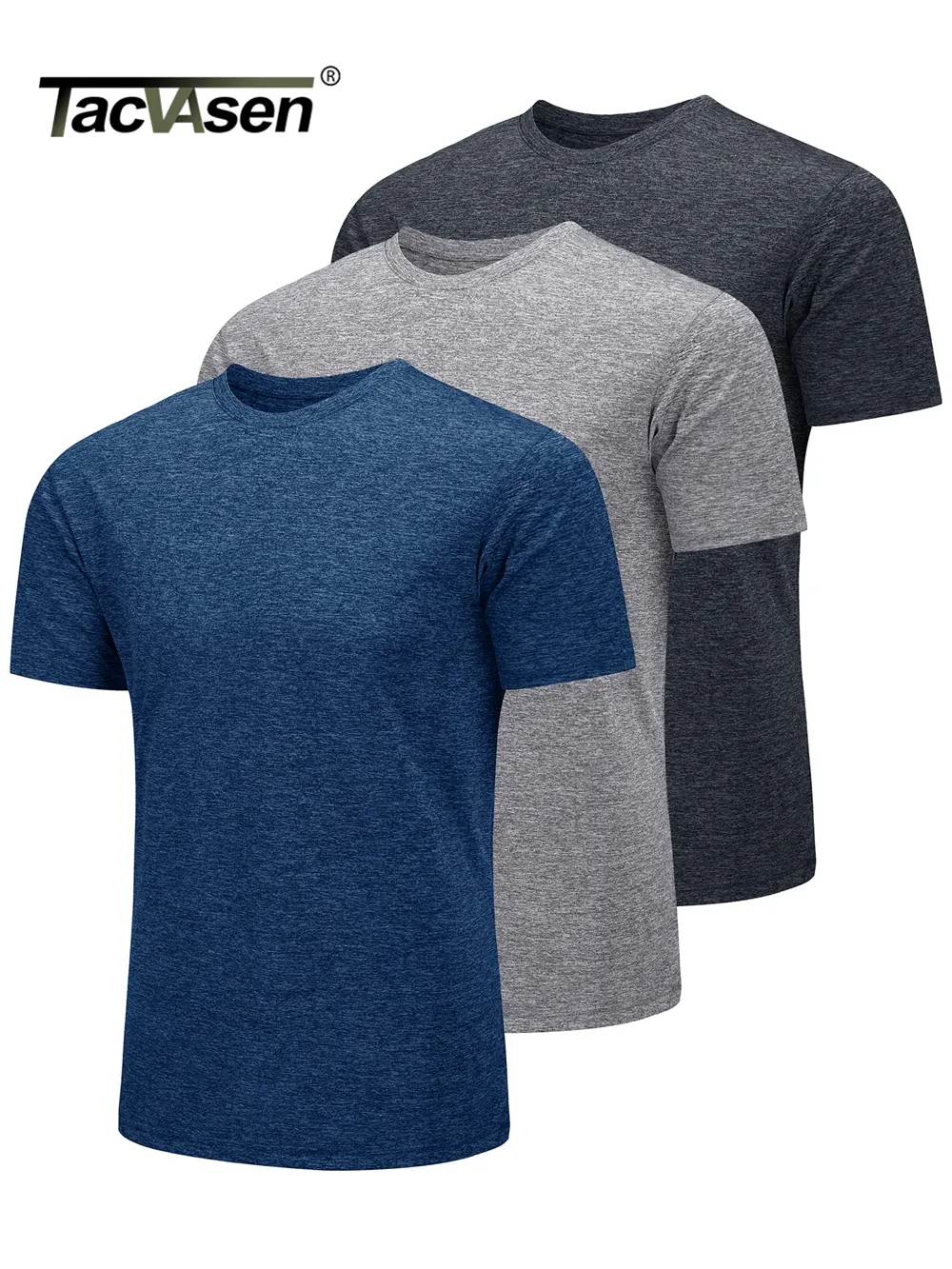 Men's T-Shirts TACVASEN 3 Packs Summer T-shirts Mens Crew Neck Short Sleeve Shirts 3 PiecesLot Moisture Wicking Quick Dry Casual Tees Gym Tops 230331