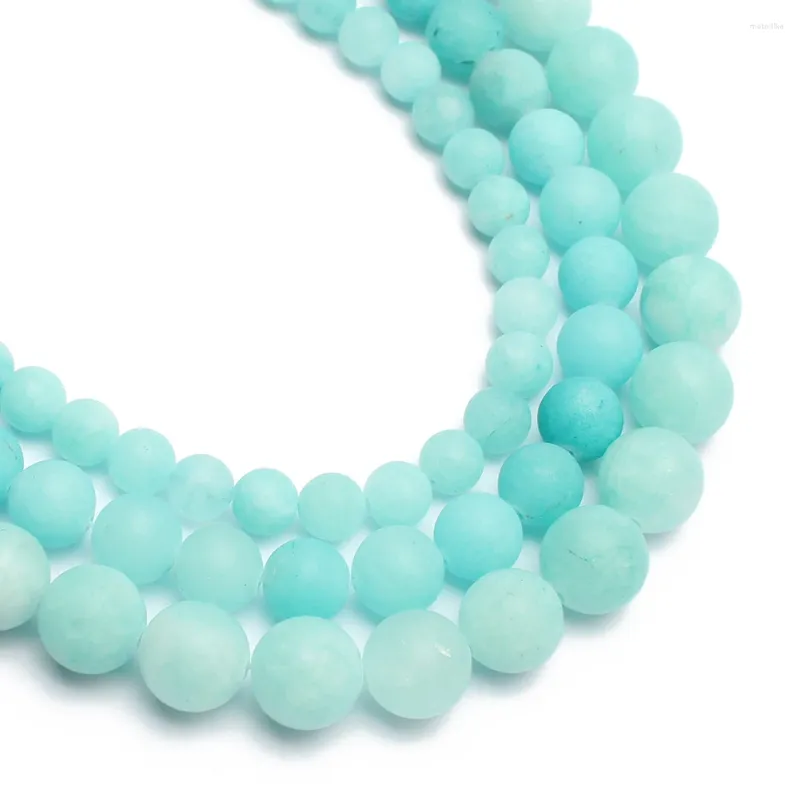 Perles en pierre naturelle mate, vernis mat, Amazonite, Jades bleus, rondes, amples, pour la fabrication de bijoux, Bracelet à bricoler soi-même, collier, 15 pouces, 6, 8, 10mm