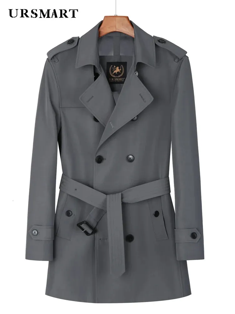 Misturas de lã masculina Médio longo blusão moda masculina trespassado marrom casual trench coat homens primavera e outono jaquetas finas S-6XL tamanho 231101