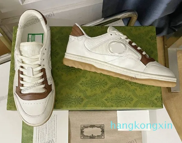 Schoenen voor heren dames Sport Oude vuile witte ronde neus Geborduurde dames lage top Platte wit zwart groen lederen trainer sneaker