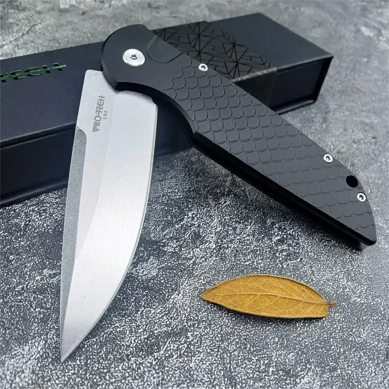 El más nuevo ProTech Response TR-3 AUTO Táctico CUCHILLO Hoja lavada a la piedra ESCALA DE PESCADO Mango Cuchillo automático Camping Caza Supervivencia Cuchillos Herramientas 5101 920 3407 5201 2203