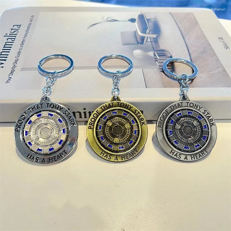 Keychains Rotatable Arc Reactor Keychain For Car Keys Anime Key Chain Creative Women Men Friends Pendant Holiday Gifts Bag Charm