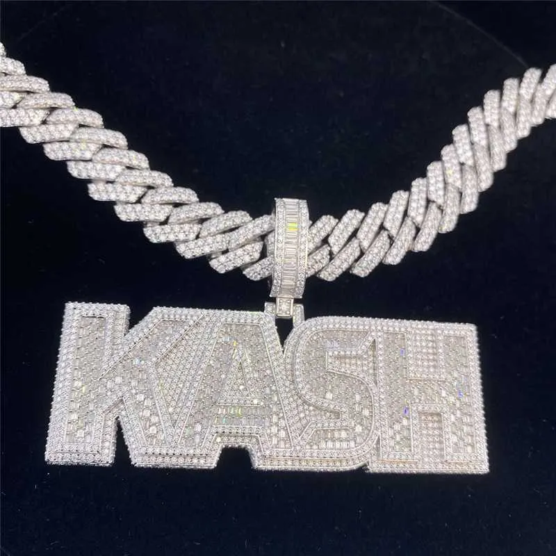 Custom Pass Diamond Tester Hip Hop Vvs Moissanite Charm Necklace Iced Out Sier Letter Name Pendant Men Jewelry_voghion.com