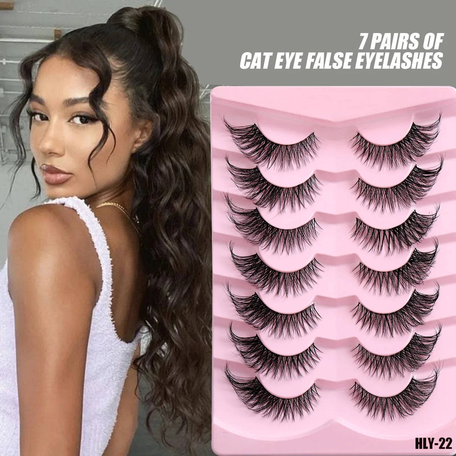 False Eyelashes Fox Eye Cat Lashes Winged End Elongated Fluffy Soft Natural Long Faux Mink Fake Cils 231101