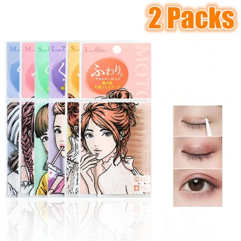 Eyelid Tools 2 Packs Motonozen Double Eyelid Tape Sticker Invisible Natural Fold Eyelid Spets Transparent Pasta Big Eyes Tool 231102