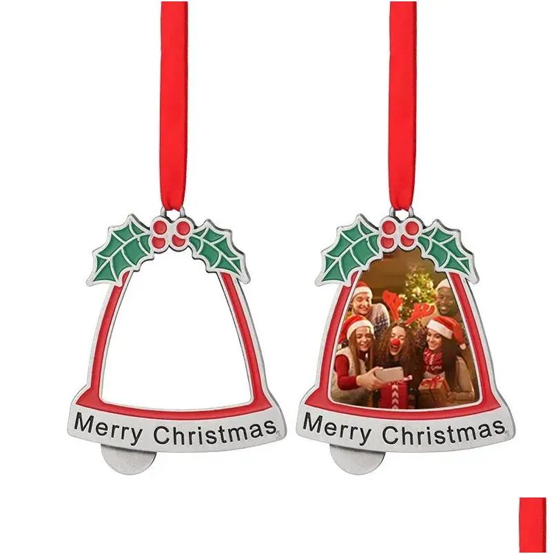 Pendants Christmas Sublimation Diy White Blanks Ring Bell Tree Decorations Zinc Alloy Merry Shaped Keychain 1013 Mm Drop Delivery Ho Dhxbq