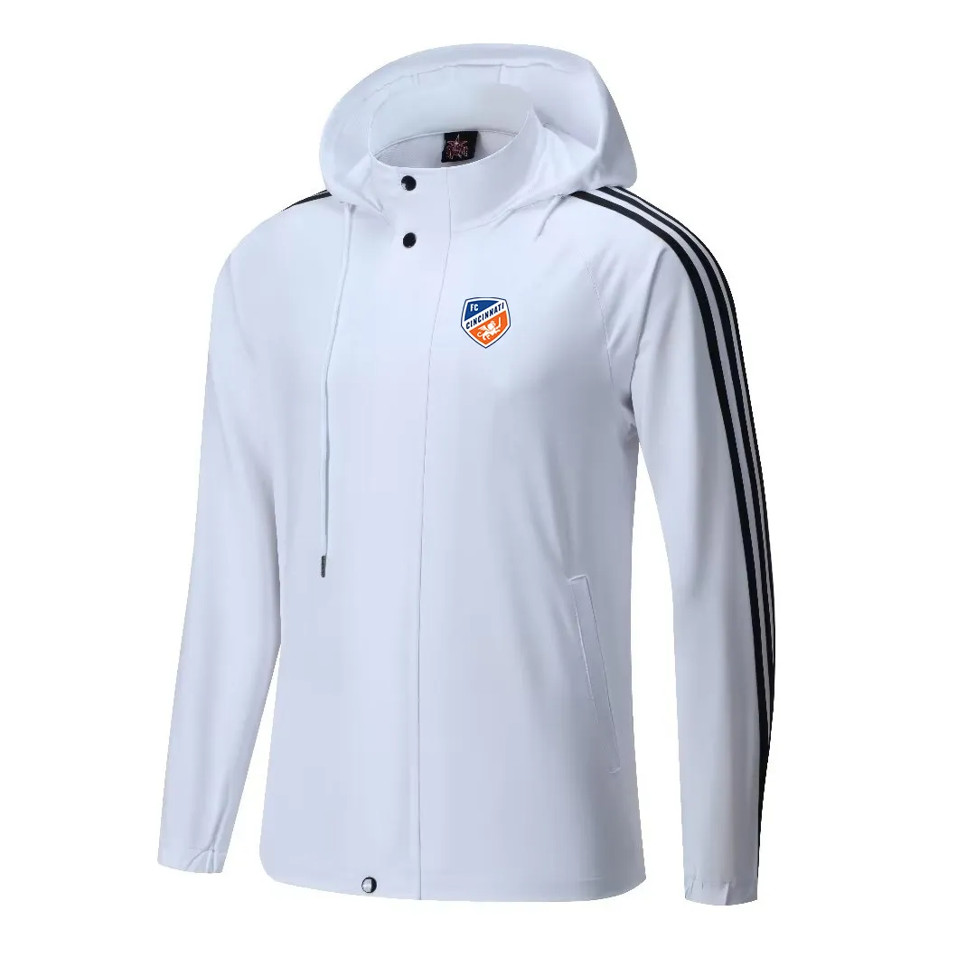 FC Cincinnati Men's jackets warm leisure jackets in autumn and winter outdoor sports hooded casual sports shirts men and women Full zipper jackets