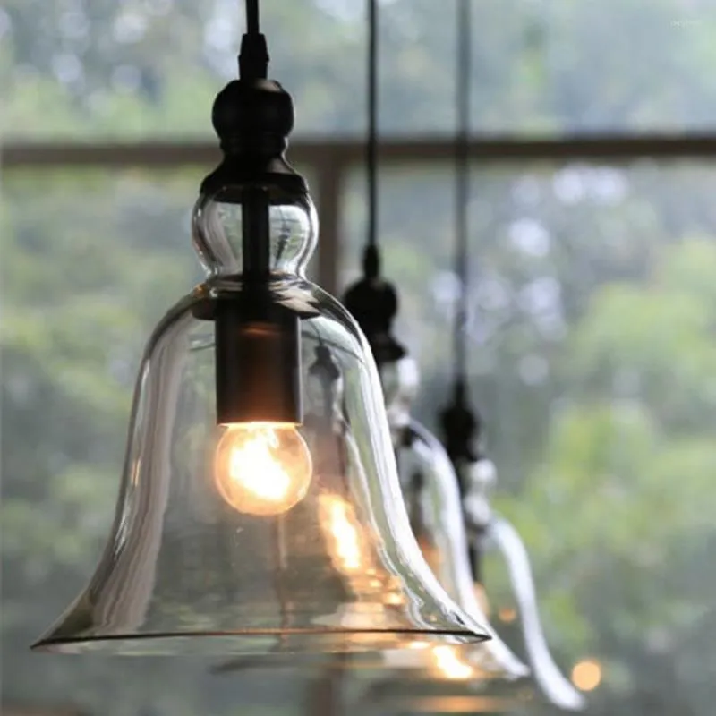 Hängslampor europeiska vintage industriella pläterade hängande ljus sovrum ljus glas lampskärm edison glödlampa